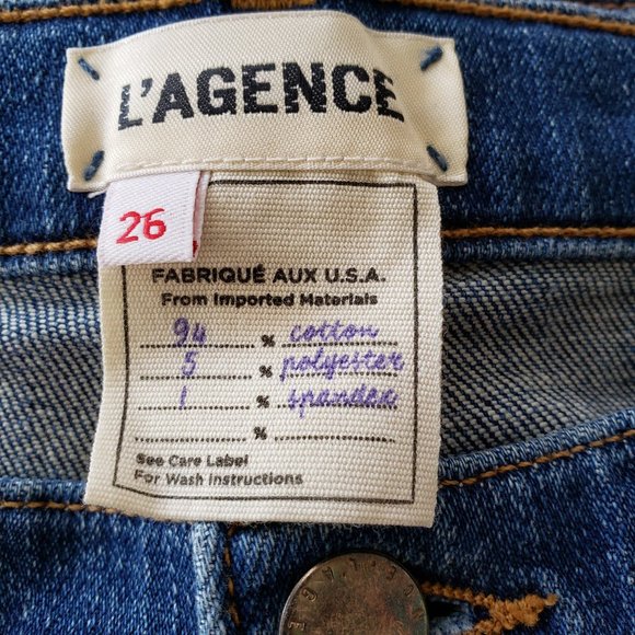 L'AGENCE | Macelle French Slim Fit Authentique Distressed Cut Frayed Hem 26 NWT - Picture 3 of 3